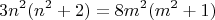 $$3n^2(n^2+2) = 8m^2(m^2+1)$$