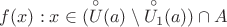 $f(x): x \in (\overset{\circ}{U}(a) \setminus \overset{\circ}{U_1}(a)) \cap A}$