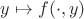 $y\mapsto f(\cdot,y)$