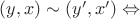 $( y, x)  \sim ( y', x')\Leftrightarrow $