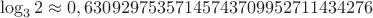 $$
\log_3 2 \approx 0,63092975357145743709952711434276
$$