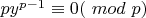 $py^{p-1}\equiv 0 ($ $mod$ $ p)$
