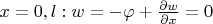 $x=0,l: w=-\varphi+\frac{\partial w}{\partial x}=0$