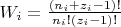 $W_i=\frac{(n_{i}+z_{i}-1)!}{n_{i}!(z_{i}-1)!}$