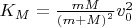 $K_M=\frac{mM}{\left(m+M\right)^2}v_0^2$