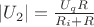 $|U_{2}| = \frac{U_{q} R}{{R_{i}}+R} $