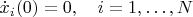 $\dot x_i(0)=0,\quad i=1,\ldots, N$