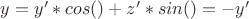 $y = y'*cos(Пи) + z'*sin(Пи) = -y'$
