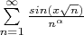 $\sum\limits_{n=1}^{\infty}{\frac{sin(x\sqrt{n})}{n^{\alpha}}}$