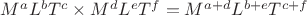 $M^aL^bT^c \times M^dL^eT^f = M^{a+d}L^{b+e}T^{c+f}$ $M^aL^bT^c \times M^dL^eT^f = M^{a+d}L^{b+e}T^{c+f}$
