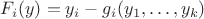 $F_i(y)=y_i-g_i(y_1,\dots,y_k)$