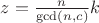 $z = \frac n{\gcd(n,c)}k$ $z = \frac n{\gcd(n,c)}k$