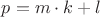 $p=m \cdot k + l$ $p=m \cdot k + l$