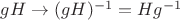 $gH \to (gH)^{-1}=Hg^{-1}$