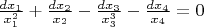 $\frac{dx_1}{x_1^2}+\frac{dx_2}{x_2}-\frac{dx_3}{x_3^3}-\frac{dx_4}{x_4}=0$