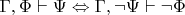 $\Gamma, \Phi \vdash \Psi \Leftrightarrow \Gamma, \neg\Psi \vdash \neg\Phi$