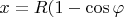$x=R(1-\cos\varphi$