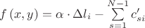 $f\left( {x,y} \right) = \alpha  \cdot \Delta l_i  - \sum\limits_{s = 1}^{N - 1} {c'_{si} } $