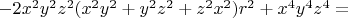 $ -2x^2y^2z^2(x^2y^2+y^2z^2+z^2x^2)r^2+x^4y^4z^4=$