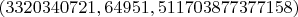 $(3320340721,64951,511703877377158)$