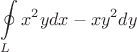 \[
\oint\limits_L {x^2 ydx - xy^2 dy} 
\]