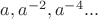 $a,a^{-2},a^{-4}...$