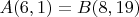 $A(6,1)=B(8,19)$