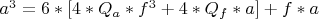 ${a^3 = 6*[4*{Q_a} *f^3+4*Q_{f}*a]+f*a}$
