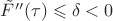 $\tilde{F}''(\tau) \leqslant  \delta < 0$