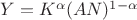 $Y=K^\alpha(AN)^{1-\alpha}$