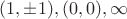 $(1,\pm1),(0,0),\infty$