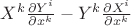 $X^k\frac{\partial Y^i}{\partial x^k}-Y^k\frac{\partial X^i}{\partial x^k}$