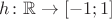 $h\colon\mathbb R\to[-1;1]$