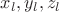 $x_l,y_l,z_l$