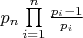 $\[{p_n}\prod\limits_{i = 1}^n {\frac{{{p_i} - 1}}{{{p_i}}}} \]$