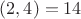 $(2,4)=14$