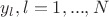 $y_l,l=1,...,N$