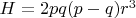 $H=2pq(p-q)r^3$