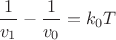 $ \dfrac{1}{v_1}-\dfrac{1}{v_0}=k_0T$