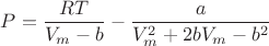 $P=\dfrac{RT}{V_m-b}-\dfrac{a}{V_m^2+2bV_m-b^2}$
