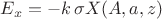 $E_x=-k\,\sigma X(A,a,z)$