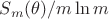 $S_m(\theta)/m\ln{m}$
