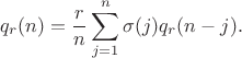 $$q_r(n) = \frac{r}{n}\sum\limits_{j=1}^{n}\sigma(j)q_r(n-j).$$