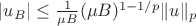 $|u_B|\le \frac{1}{\mu B}(\mu B)^{1-1/p}\|u\|_p$
