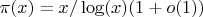 $\pi(x)=x/\log(x)(1+o(1))$