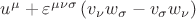 $u^\mu   + \varepsilon ^{\mu \nu \sigma } \left( {v_\nu  w_\sigma   - v_\sigma  w_\nu  } \right)$