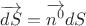 $\overrightarrow{dS}=\overrightarrow{n^0}dS$