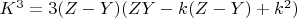 $K^3 = 3(Z - Y)(ZY - k(Z - Y) + k^2)$