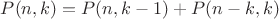 $P(n,k)=P(n,k-1)+P(n-k,k)$
