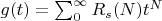 $g(t)=\sum_{0}^{\infty} {R_s(N) t^N}$